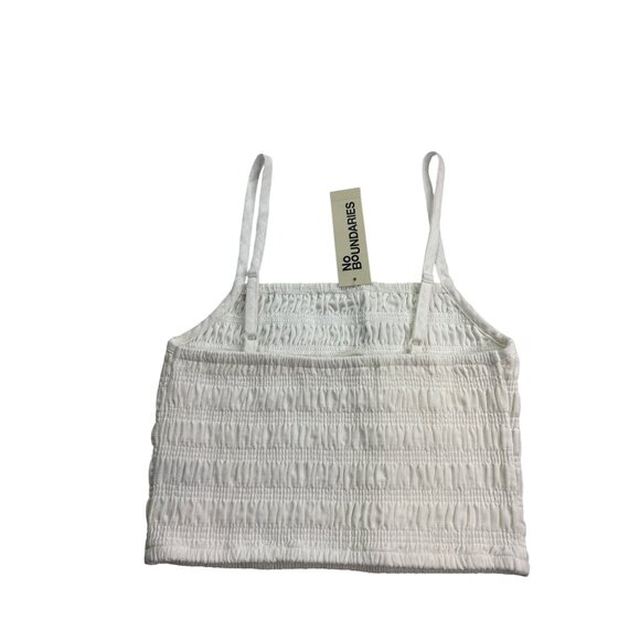 No Boundaries Smocked Cami Crop Top Winter White Size XS (0-2) New - Picture 2 of 5